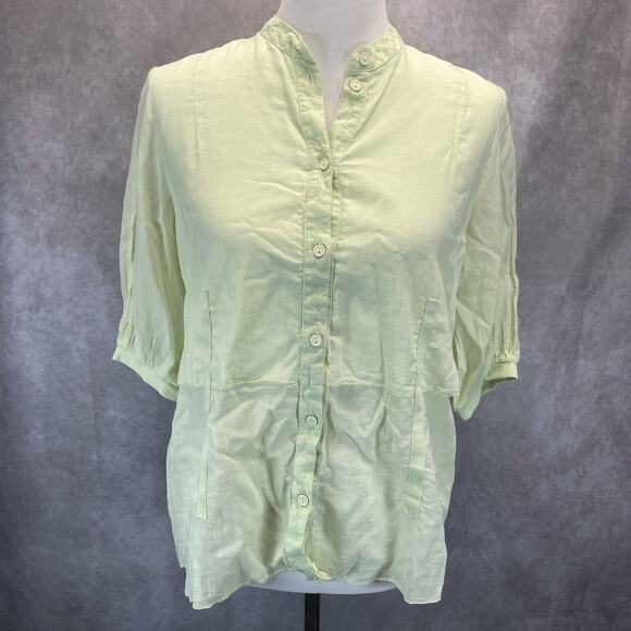 NWT European Culture Peppicelli Seacrest Button Up Women SM 3/4 Slv Linen Blend - Picture 1 of 9